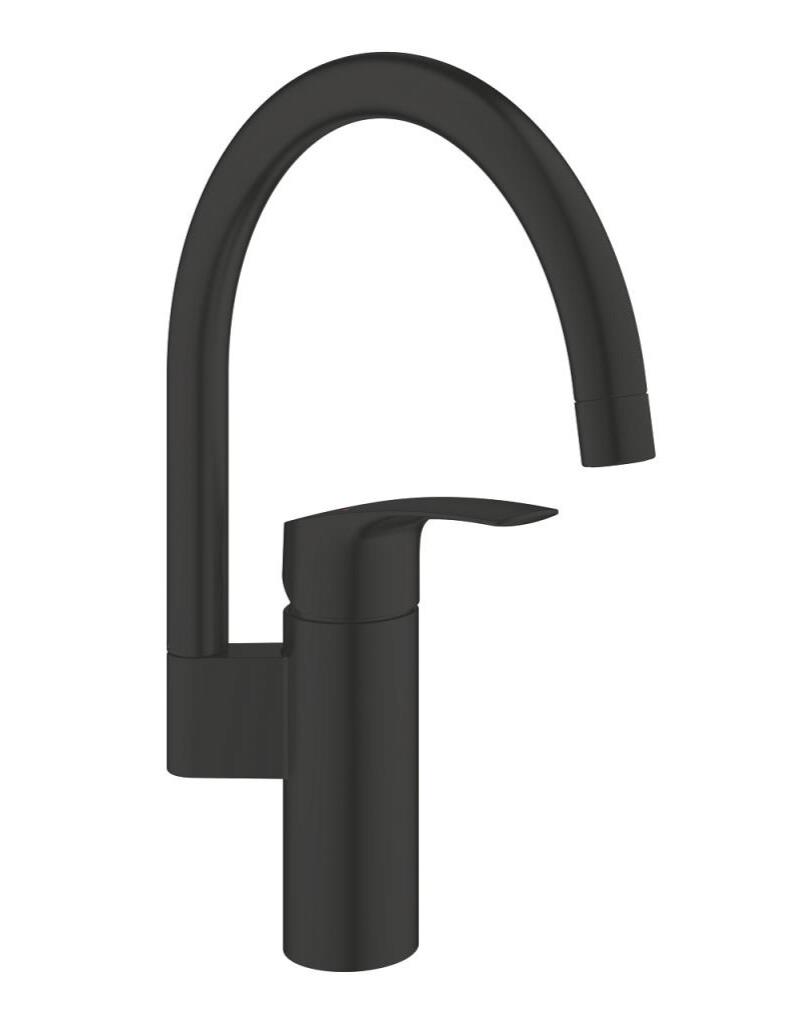 Grohe Eurosmart Kuğu Borulu Eviye Bataryası, Mat Siyah, 332022433