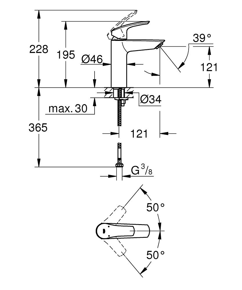 Grohe Eurosmart Lavabo Bataryası, Mat Siyah, 233242433
