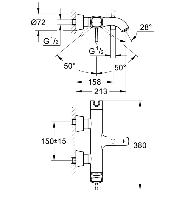 Grohe Grandera Banyo Bataryası, Krom-Altın, 23317IG0