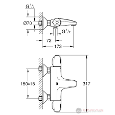 Grohe Grohtherm 1000 Termostatik Banyo Bataryası Krom, 34816003