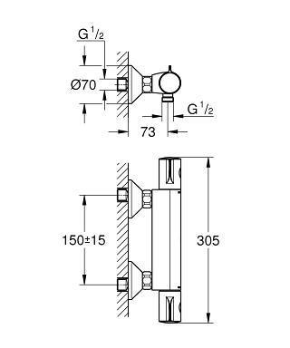 Grohe Grohtherm 800 Termostatik Duş Bataryası, Krom, 34558000