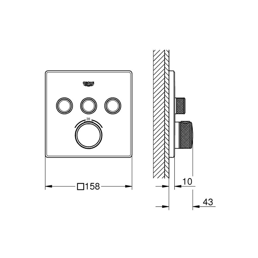 Grohe Grohtherm SmartControl Akış Kontrollü Ankastre Termostatik Banyo Bataryası (3 Yollu, Sıva Üstü Grubu), Fırçalı Bakır, 29126DL0