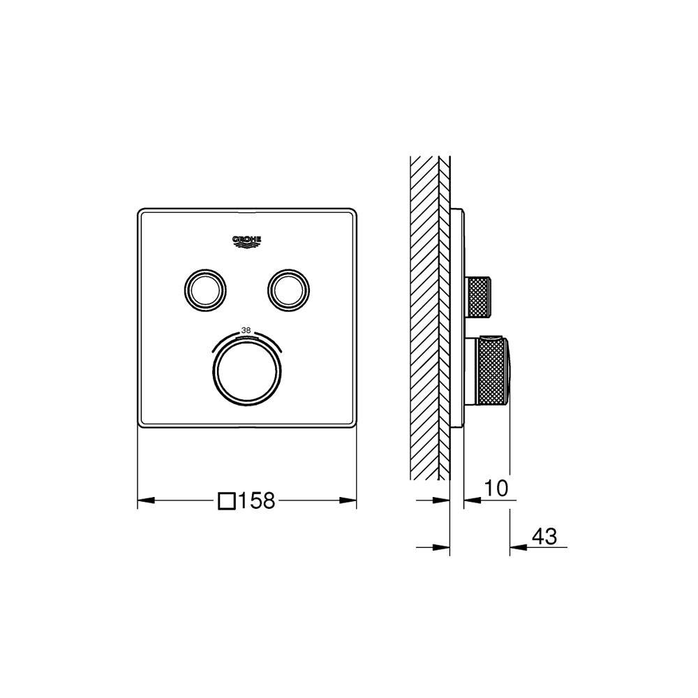 Grohe Grohtherm SmartControl Akış Kontrollü Ankastre Termostatik Banyo Bataryası (2 Yollu, Sıva Üstü Grubu), Fırçalı Altın, 29124GN0