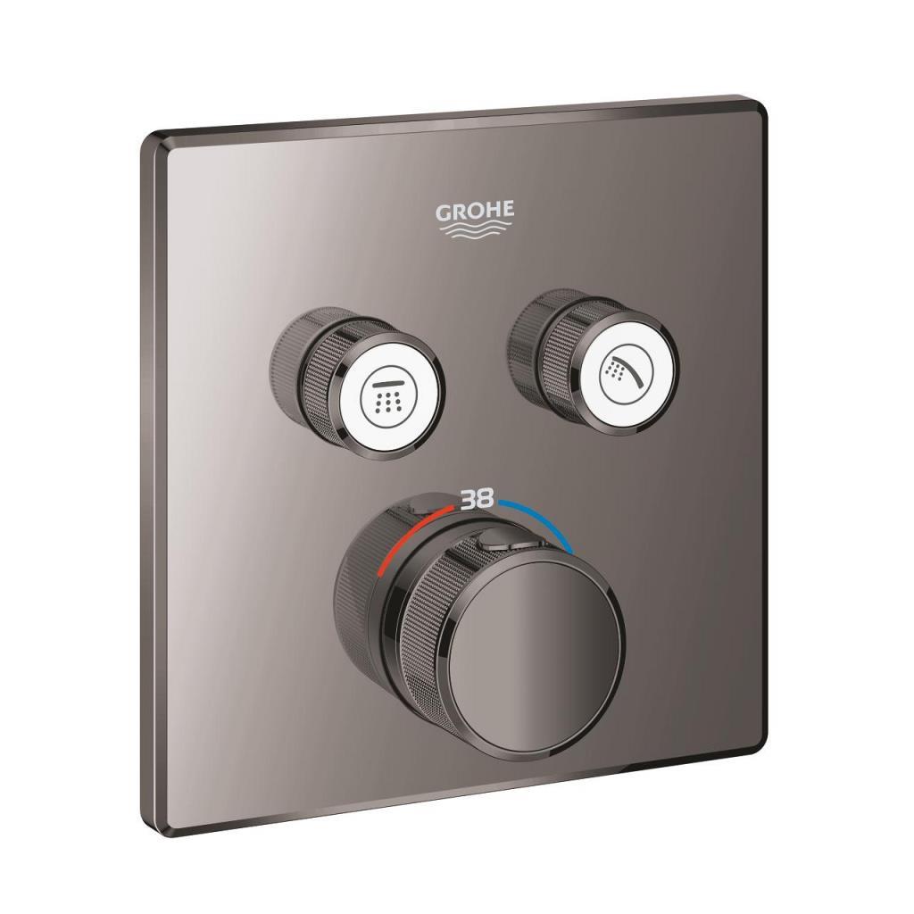 Grohe Grohtherm SmartControl Akış Kontrollü Ankastre Termostatik Banyo Bataryası (2 Yollu, Sıva Üstü Grubu), Sert Grafit, 29124A00
