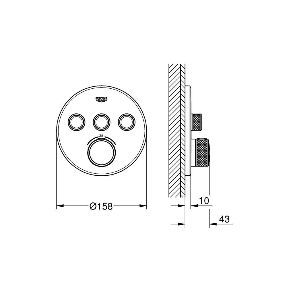 Grohe Grohtherm SmartControl Ankastre Termostatik Banyo/Duş Bataryası (Sıva Üstü Grubu), 3 Yollu, Bakır, 29121DA0