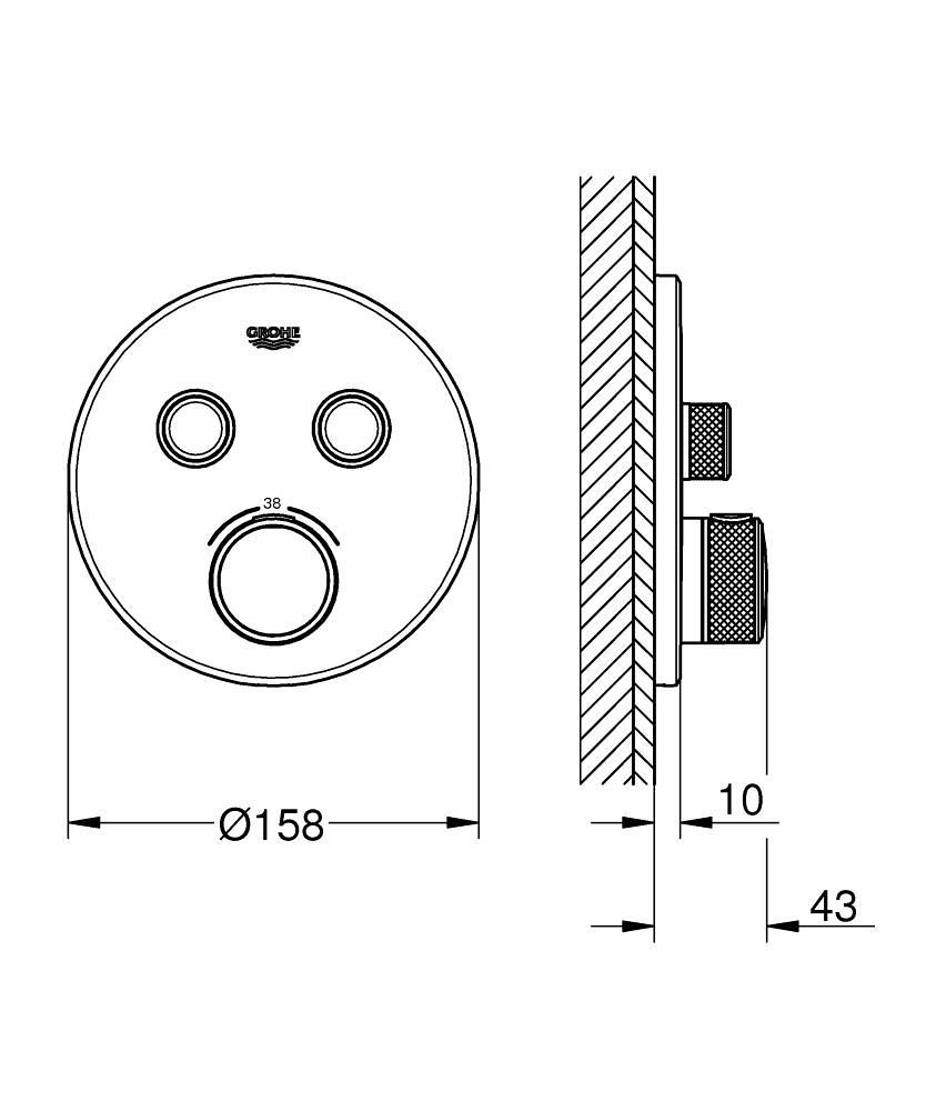 Grohe Grohtherm SmartControl Ankastre Termostatik Banyo/Duş Bataryası (Sıva Üstü Grubu), 2 Yollu, Hayalet Siyah, 29507KF0