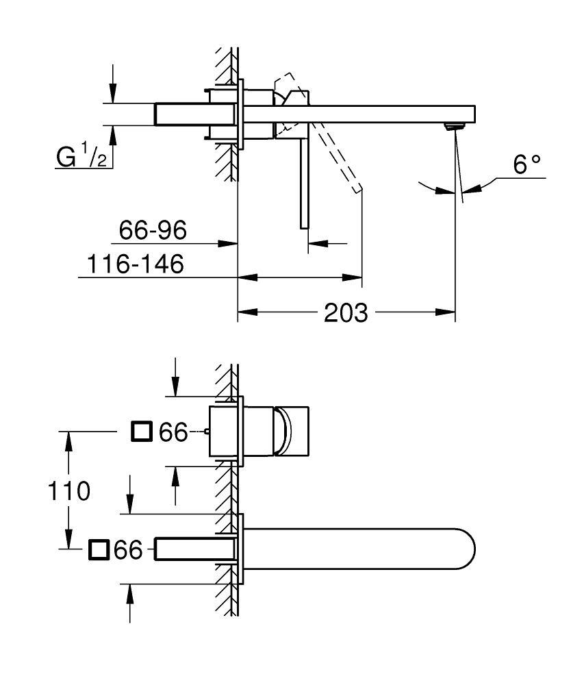 Grohe Plus Ankastre Lavabo Bataryası (Sıva Üstü Grubu) 29306003