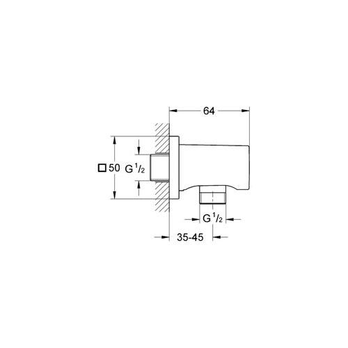Grohe Rainshower Duş Cıkış Dirseği (Kare Rozet) Krom, 27076000