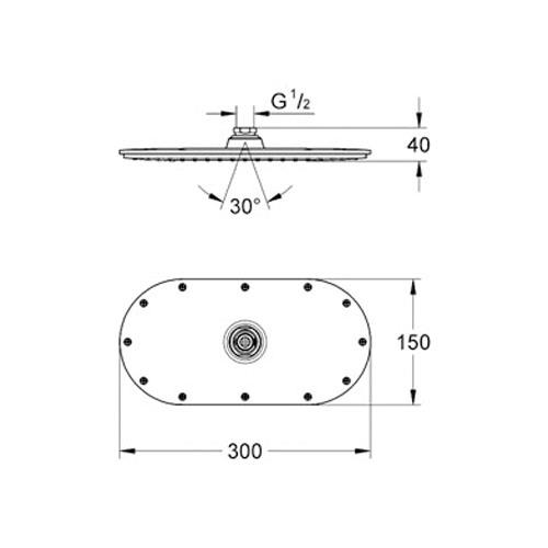 Grohe Rainshower Veris Tepe duşu, 1 Akışlı, 30x15 cm Krom,27470000