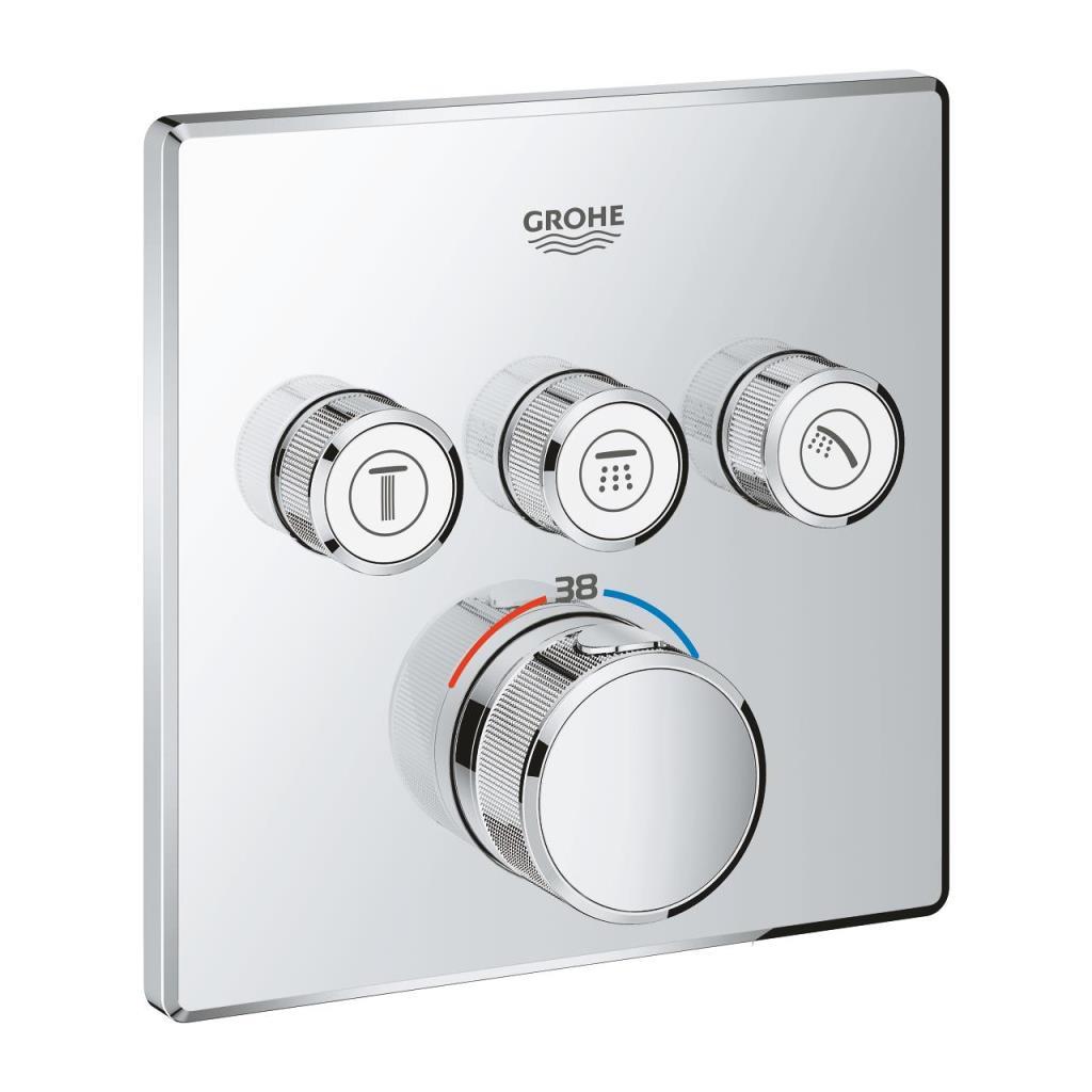 Grohe SmartControl Akış Kontrollü Ankastre Termostatik Banyo Bataryası (3 Yollu, Sıva Üstü Grubu) Krom, 29126000