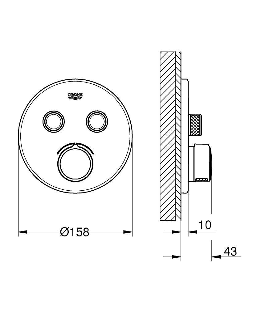 Grohe SmartControl Akış Kontrollü Ankastre Banyo Bataryası (2 Yollu, Sıva Üstü Grubu) Krom, 29145000