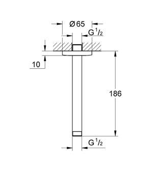 Grohe Tavandan Duş Başlığı İçin Tavan İniş Borusu, 186 mm Krom, 27559000