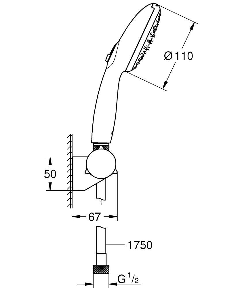 Grohe Tempesta 110 El Duş Seti, 2 Akışlı Krom, 27601003