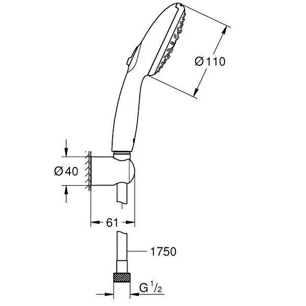 Grohe Tempesta 110 El Duşu, 2 Fonksiyonlu Krom, 2759730E