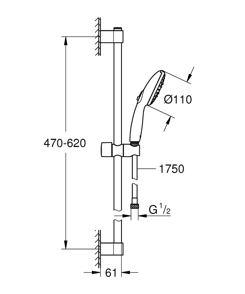 Grohe Tempesta 110 Sürgülü Duş Seti, 3 Fonksiyonlu Krom, 27644003