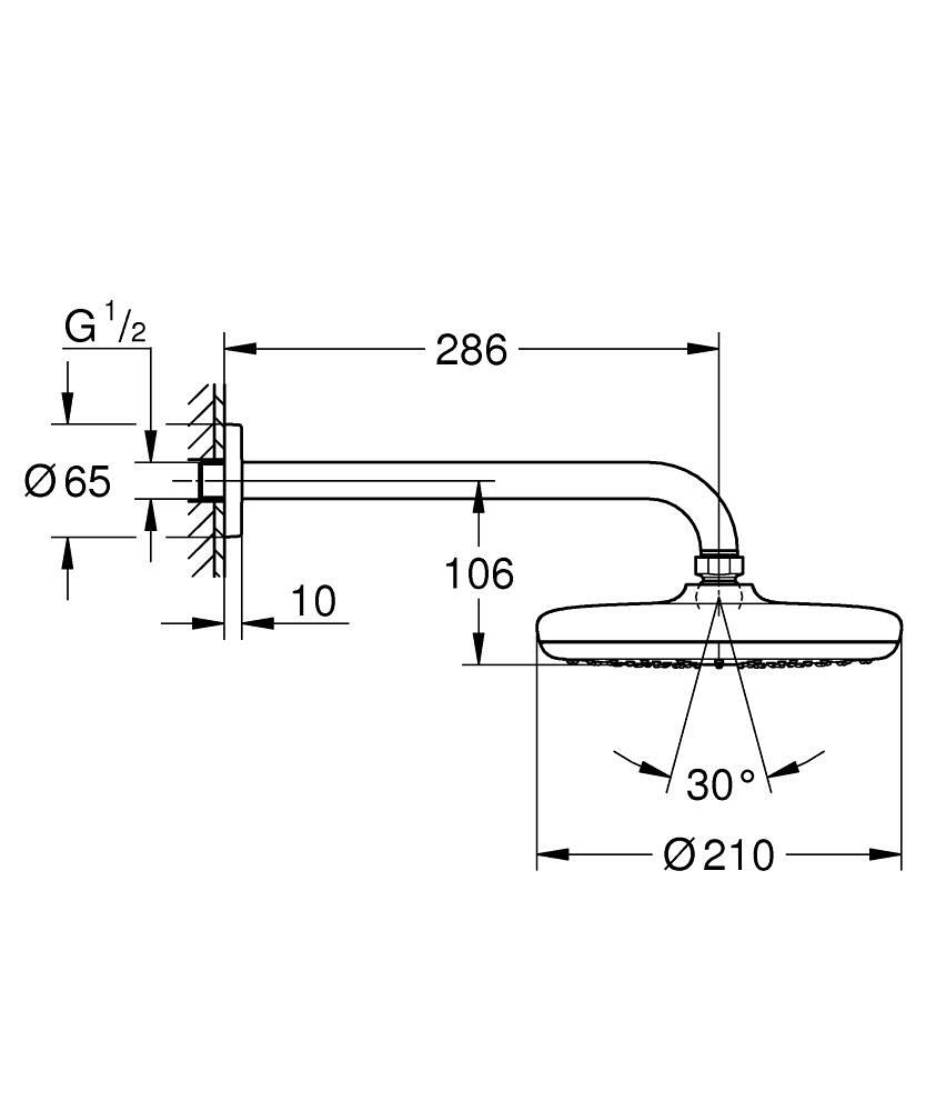 Grohe Tempesta 210 Tepe Duşu Tek Akışlı, 21 cm, Mat Siyah, 1022182430