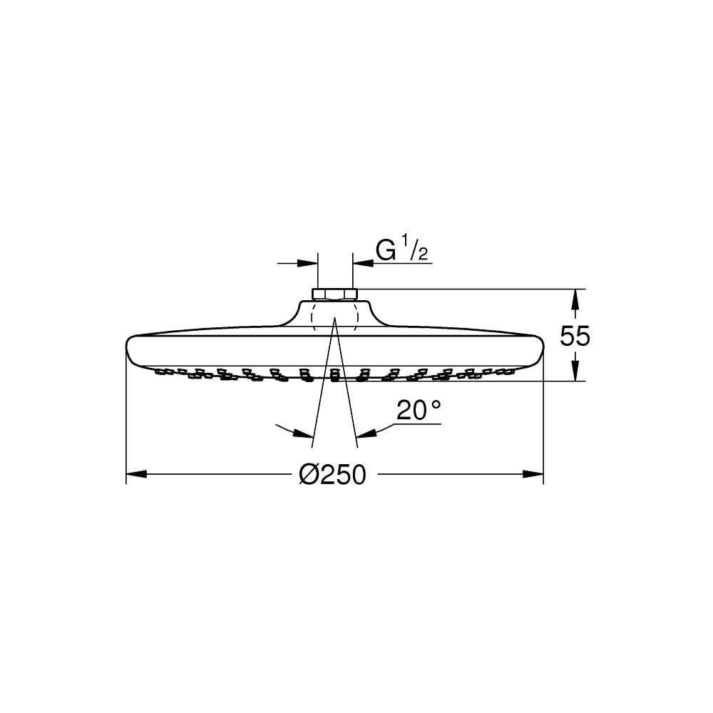 Grohe Tempesta 250 Tepe Duşu Tek Akışlı, 25 cm, Krom, 26662000
