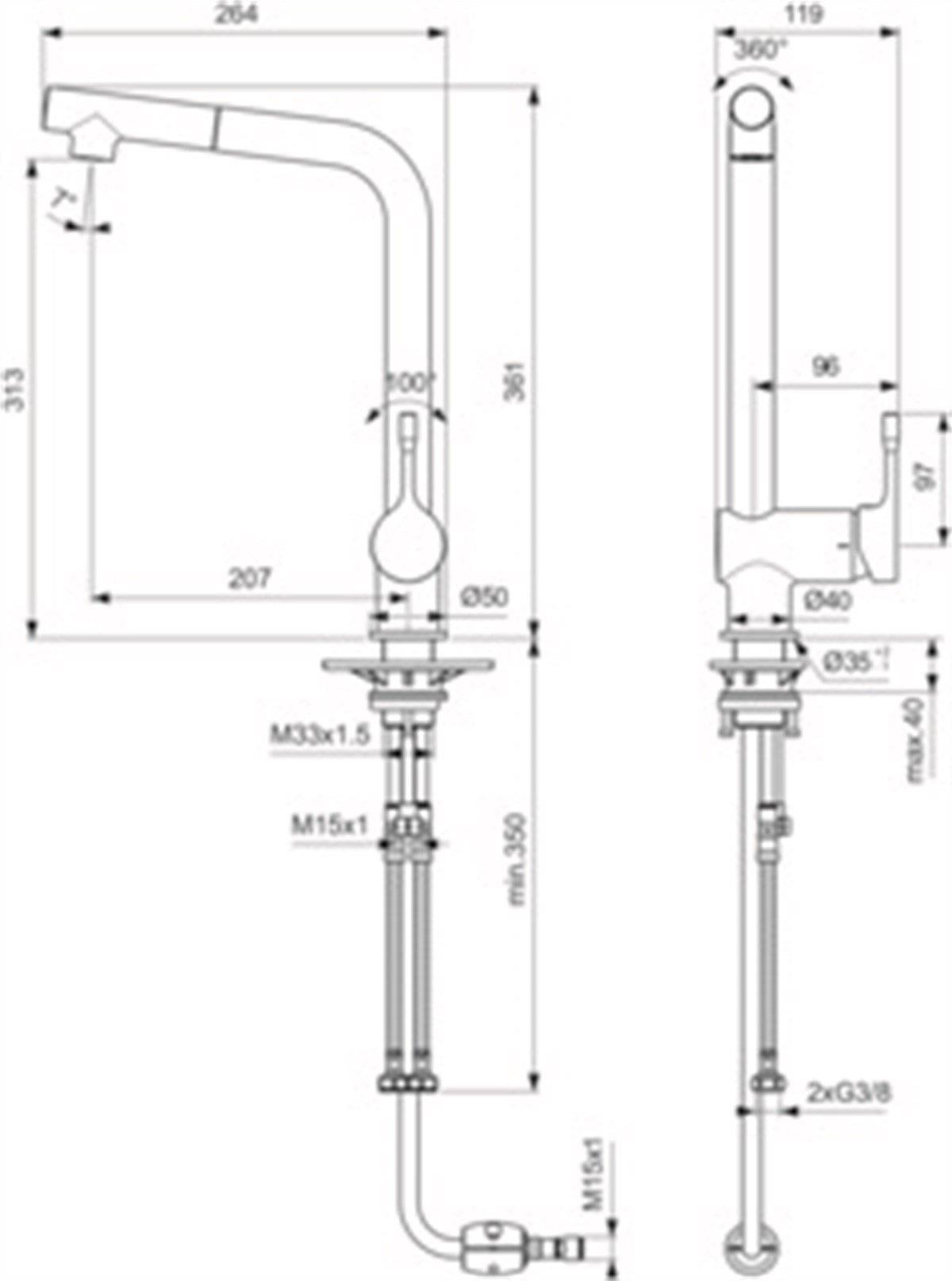 Ideal Standard Ceralook Spiralli Eviye Bataryası 1F-Chrome BC176AA