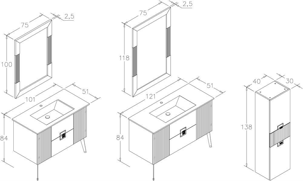 Orka Adria 100 cm Dublin Banyo Dolabı Takımı