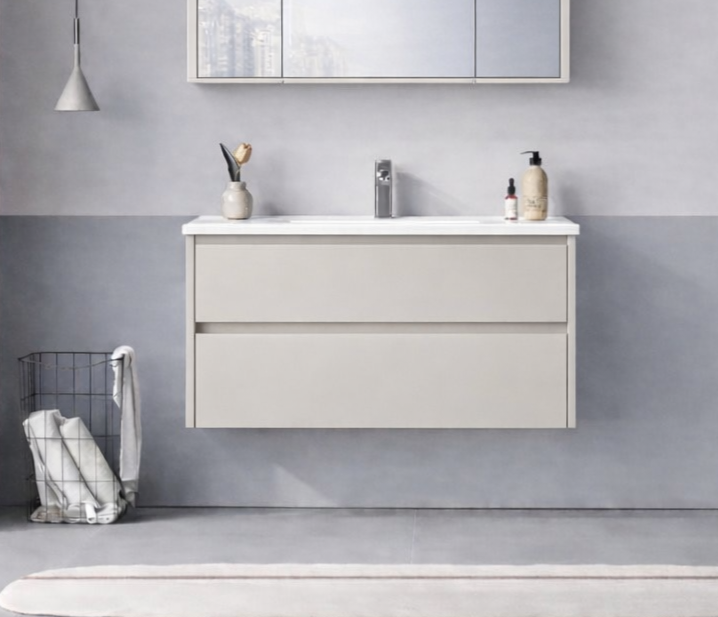Orka Arno 100 cm Parlak Kaşmir Banyo Dolabı Alt Modül ve Lavabo (Çekmeceli) , 5008755