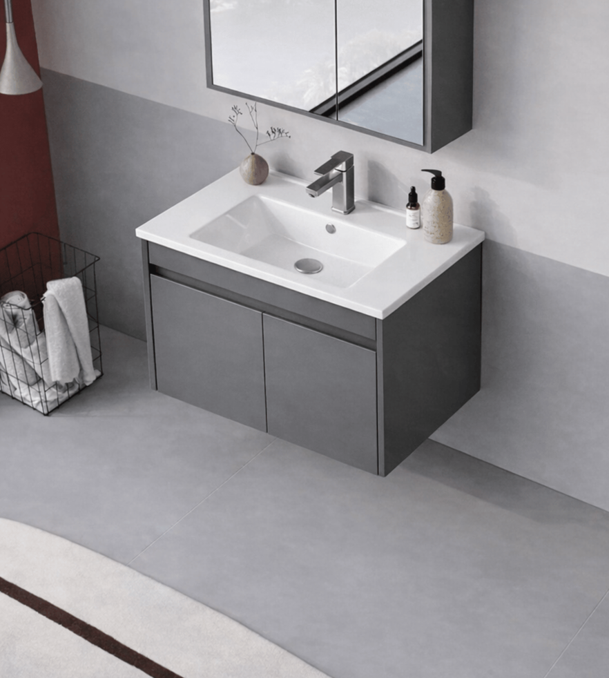 Orka Arno 65 cm Bazalt Gri Banyo Dolabı Alt Modül ve Lavabo (Kapaklı) , 5008769