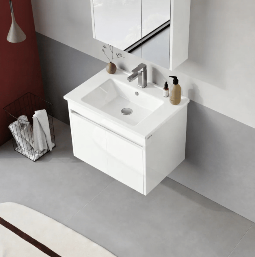 Orka Arno 65 cm Parlak Beyaz Banyo Dolabı Alt Modül ve Lavabo (Kapaklı) , 5008771