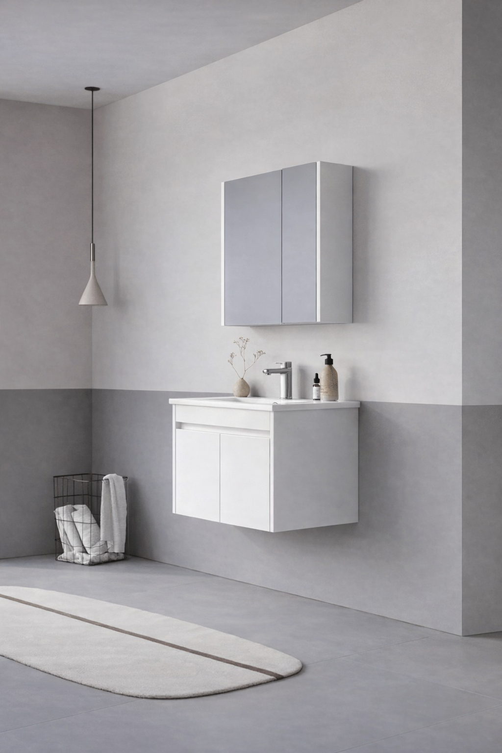 Orka Arno 65 cm Parlak Beyaz Banyo Dolabı Takımı (Kapaklı) , 5008777