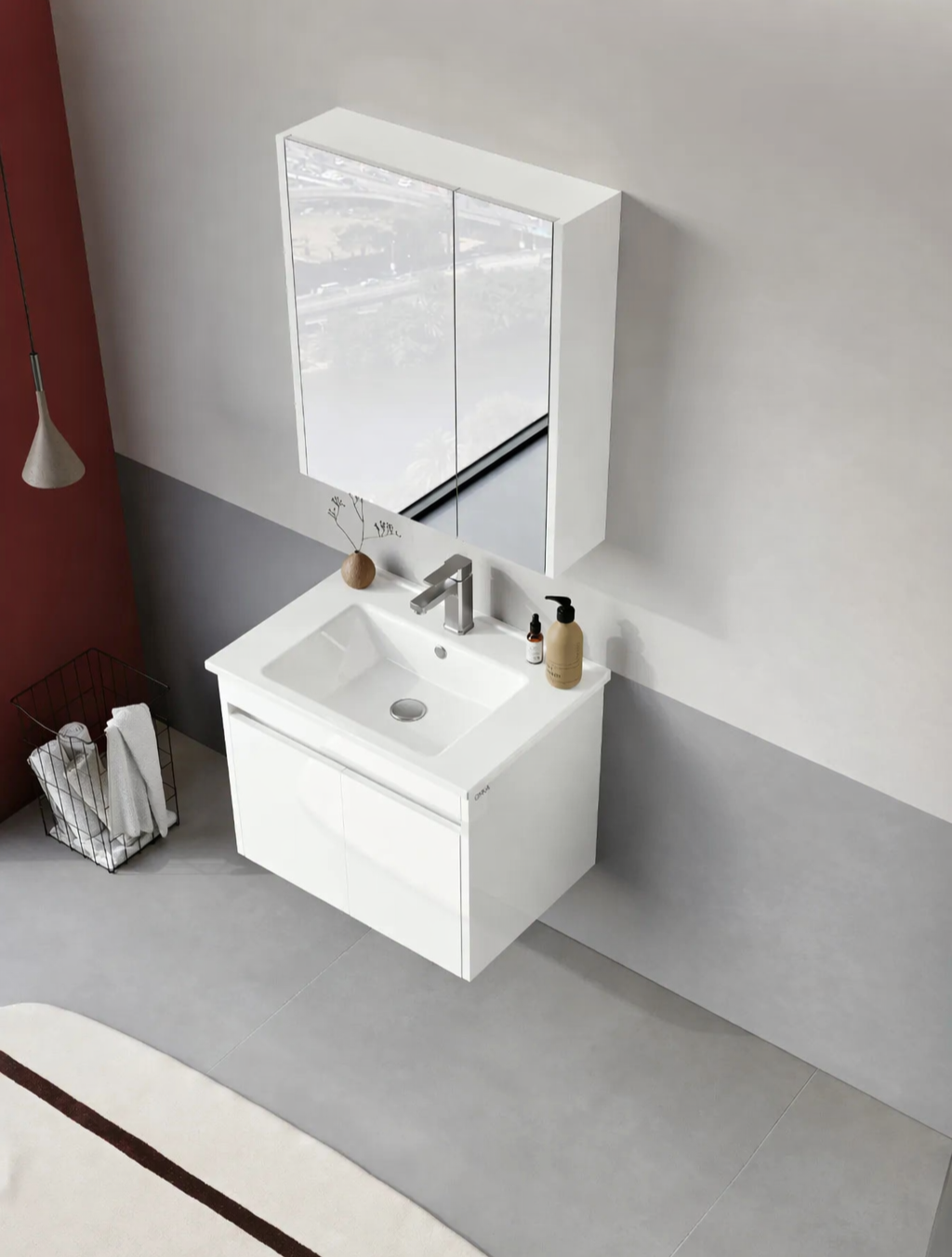 Orka Arno 65 cm Parlak Beyaz Banyo Dolabı Takımı (Kapaklı) , 5008777
