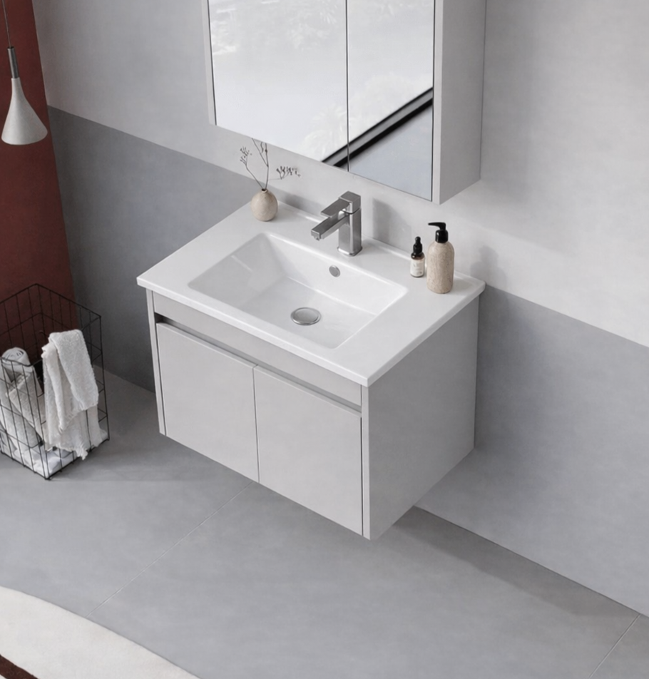 Orka Arno 65 cm Parlak Kaşmir Banyo Dolabı Alt Modül ve Lavabo (Kapaklı) , 5008770