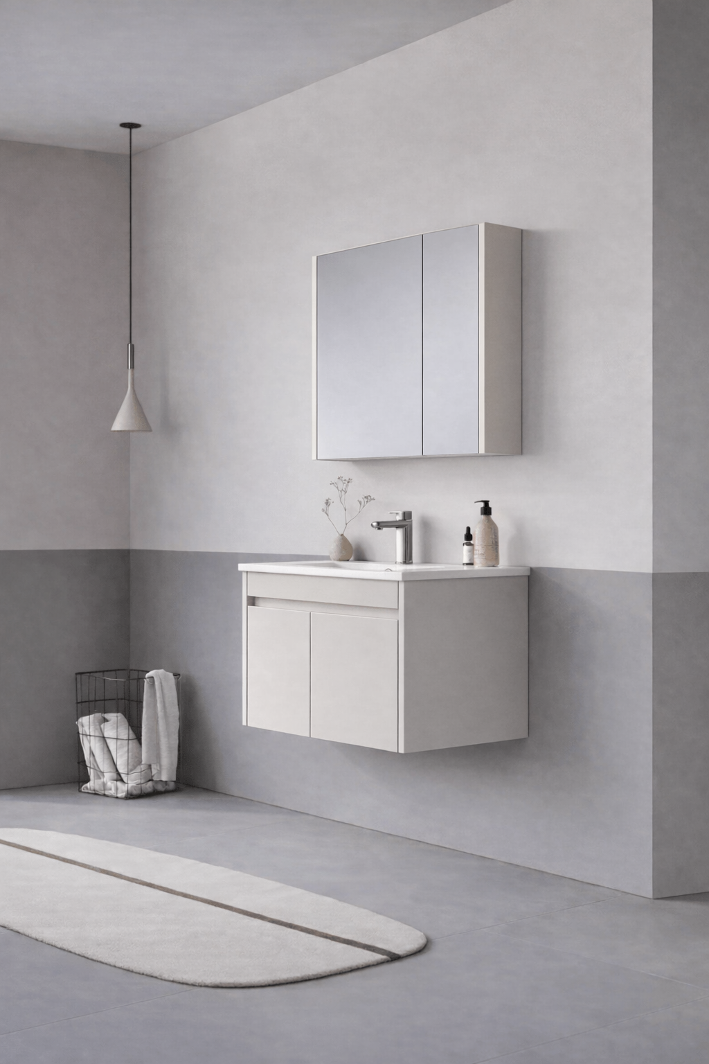 Orka Arno 65 cm Parlak Kaşmir Banyo Dolabı Takımı (Kapaklı) , 5008776