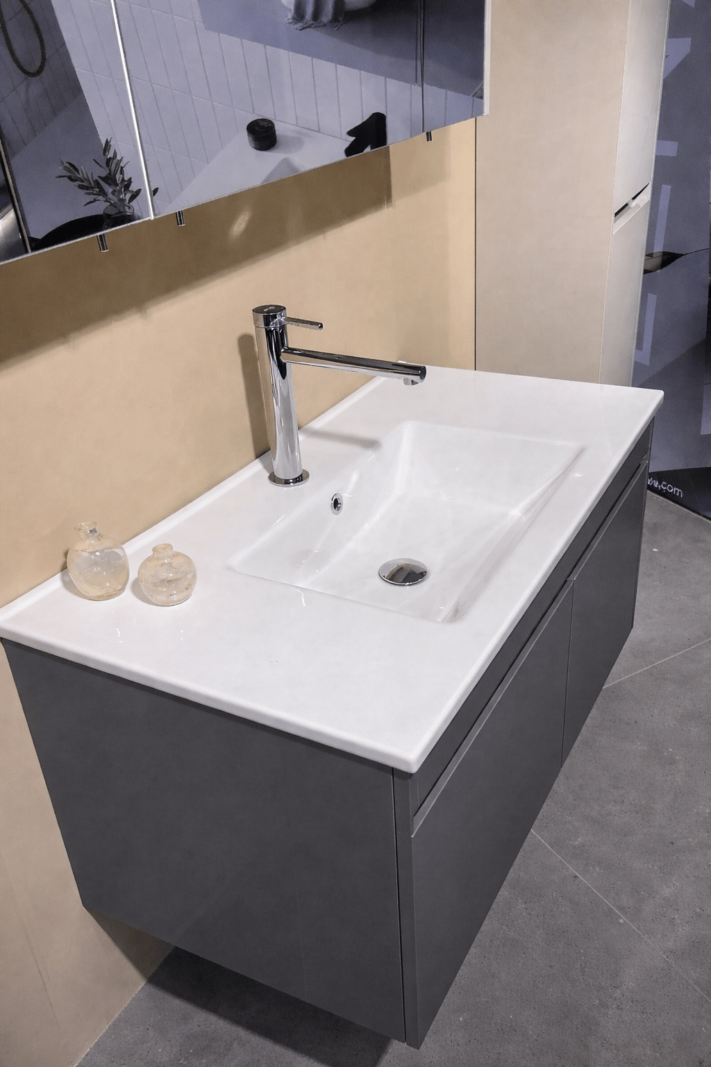 Orka Arno 85 cm Bazalt Gri Banyo Dolabı Alt Modül ve Lavabo (Kapaklı) , 5008781