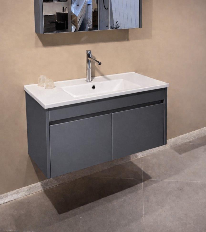 Orka Arno 85 cm Bazalt Gri Banyo Dolabı Alt Modül ve Lavabo (Kapaklı) , 5008781