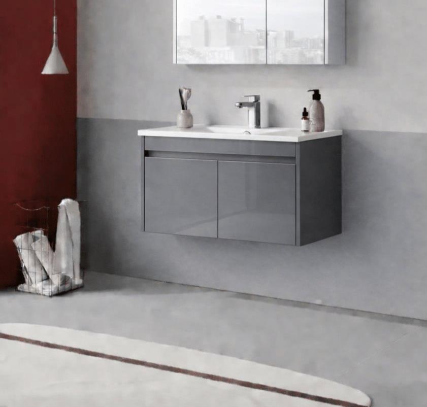 Orka Arno 85 cm Bazalt Gri Banyo Dolabı Alt Modül ve Lavabo (Kapaklı) , 5008781