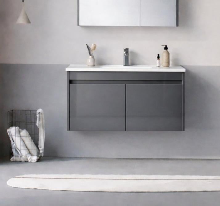 Orka Arno 85 cm Bazalt Gri Banyo Dolabı Alt Modül ve Lavabo (Kapaklı) , 5008781