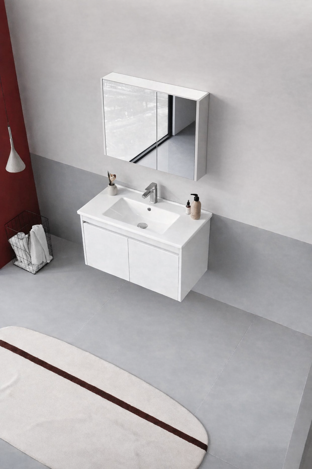 Orka Arno 85 cm Parlak Beyaz Banyo Dolabı Takımı (Kapaklı) , 5008789
