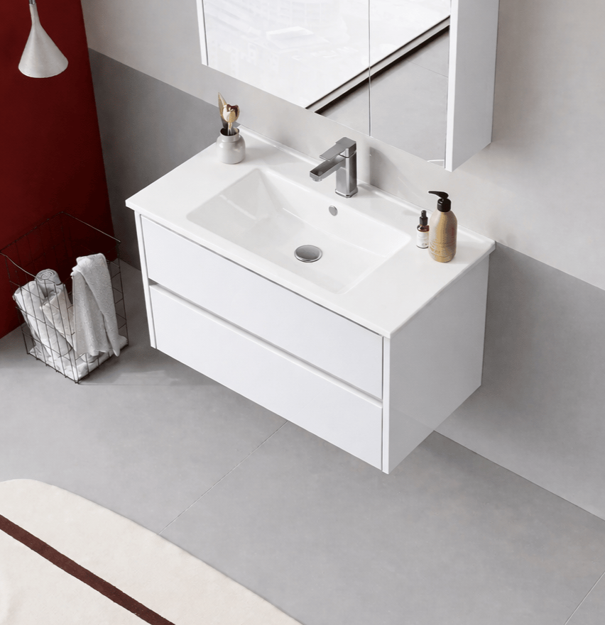 Orka Arno 85 cm Parlak Beyaz Banyo Dolabı Alt Modül ve Lavabo (Çekmeceli) , 5008780