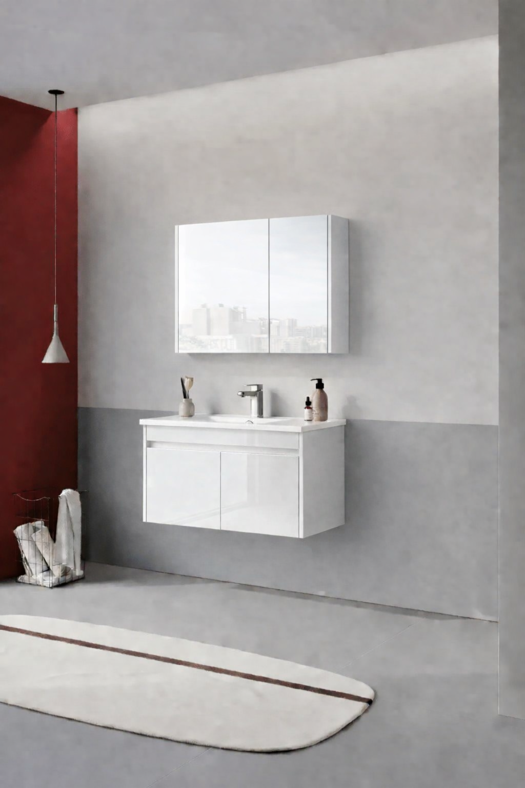 Orka Arno 85 cm Parlak Beyaz Banyo Dolabı Takımı (Kapaklı) , 5008789