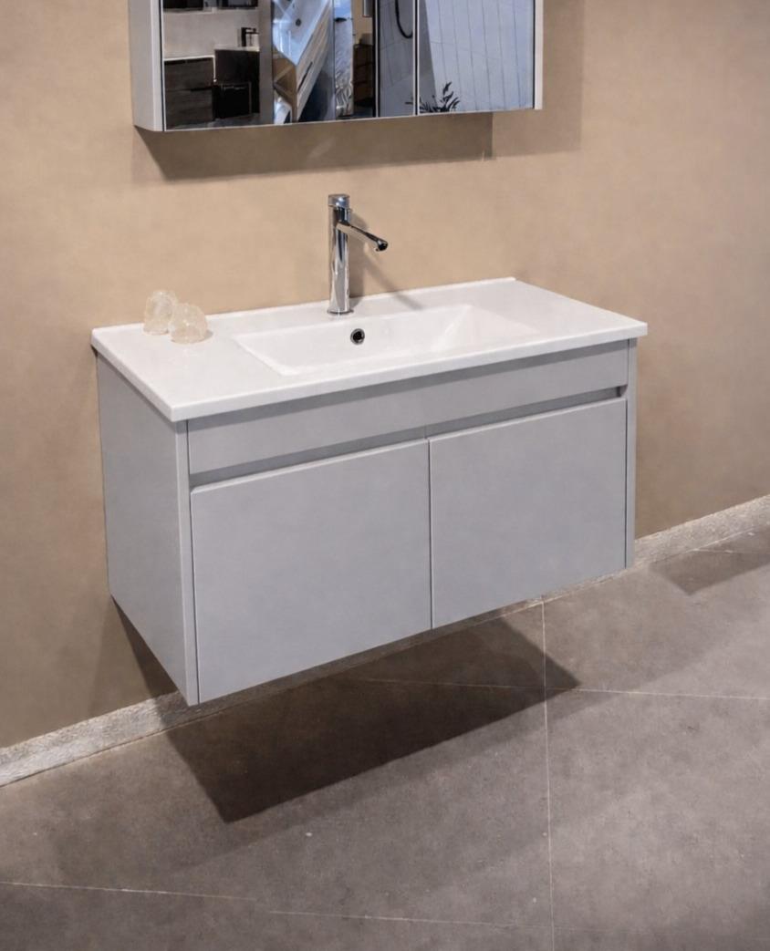 Orka Arno 85 cm Parlak Kaşmir Banyo Dolabı Alt Modül ve Lavabo (Kapaklı) , 5008782