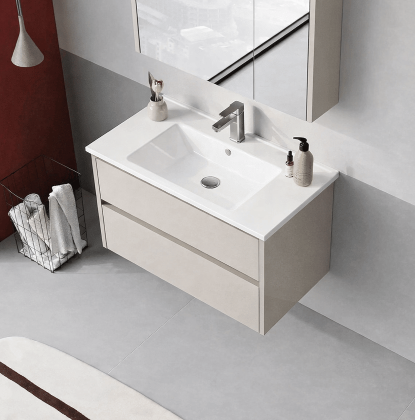 Orka Arno 85 cm Parlak Kaşmir Banyo Dolabı Alt Modül ve Lavabo (Çekmeceli) , 5008779
