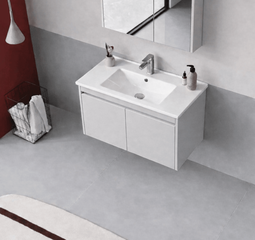 Orka Arno 85 cm Parlak Kaşmir Banyo Dolabı Alt Modül ve Lavabo (Kapaklı) , 5008782