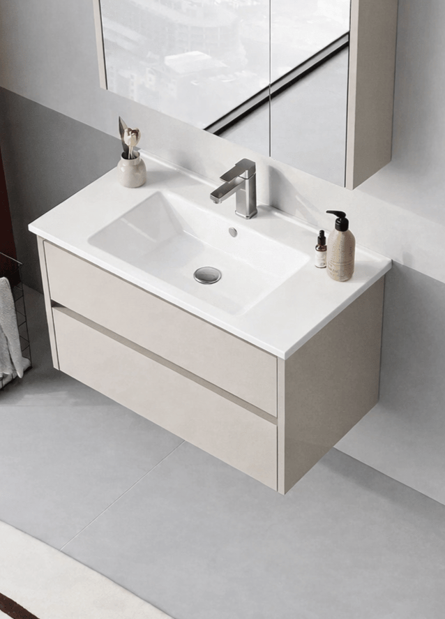 Orka Arno 85 cm Parlak Kaşmir Banyo Dolabı Alt Modül ve Lavabo (Çekmeceli) , 5008779