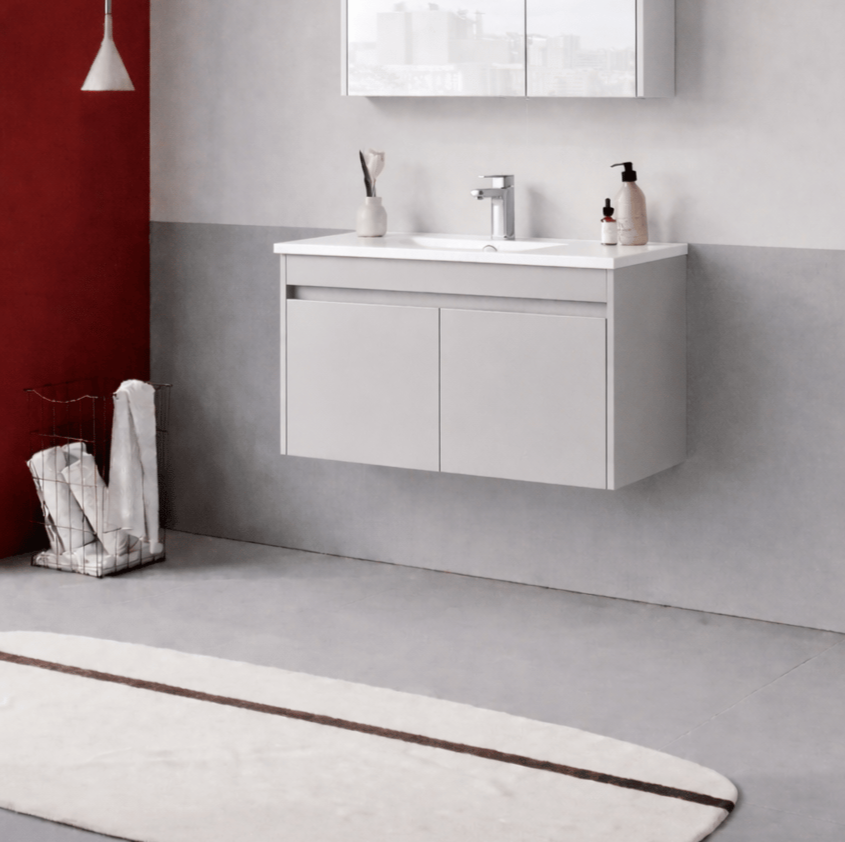Orka Arno 85 cm Parlak Kaşmir Banyo Dolabı Alt Modül ve Lavabo (Kapaklı) , 5008782