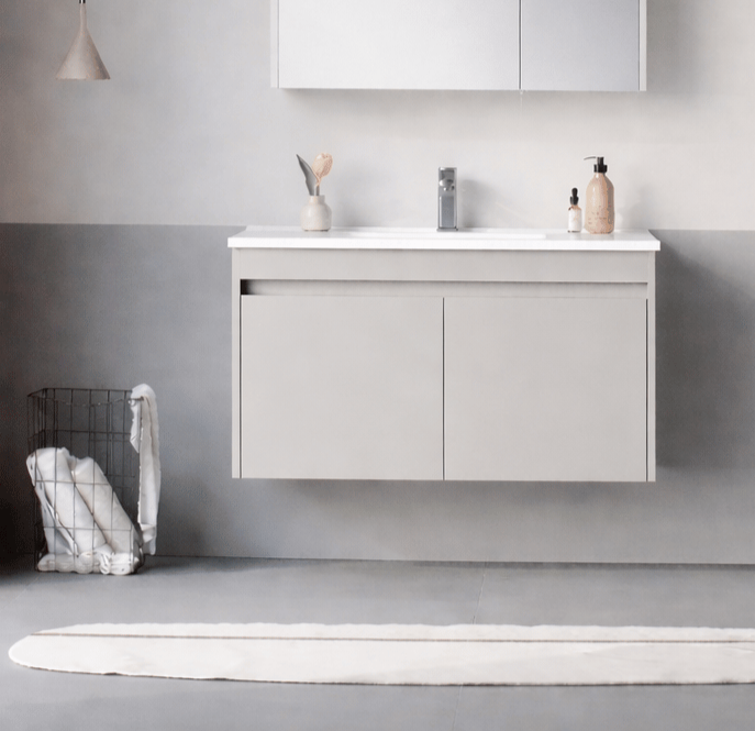 Orka Arno 85 cm Parlak Kaşmir Banyo Dolabı Alt Modül ve Lavabo (Kapaklı) , 5008782