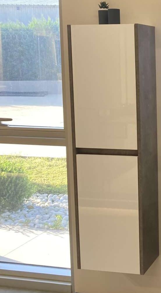 Orka Aydos 40 cm Retro Gümüş/Beyaz Banyo Boy Çamaşır Dolabı, 3000118