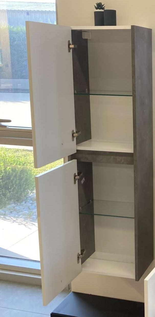 Orka Aydos 40 cm Retro Gümüş/Beyaz Banyo Boy Çamaşır Dolabı, 3000118