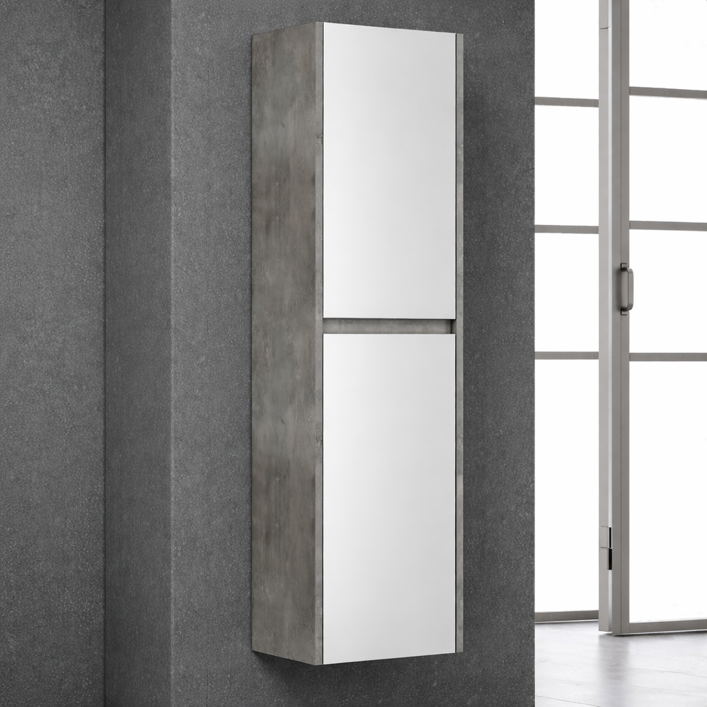 Orka Aydos 40 cm Retro Gümüş/Beyaz Banyo Boy Çamaşır Dolabı, 3000118