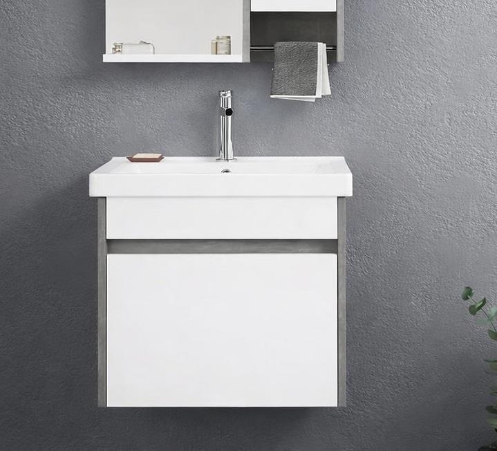 Orka Aydos 55 cm Retro Gümüş/Beyaz Banyo Dolabı Alt Modül ve Lavabo, 5000967