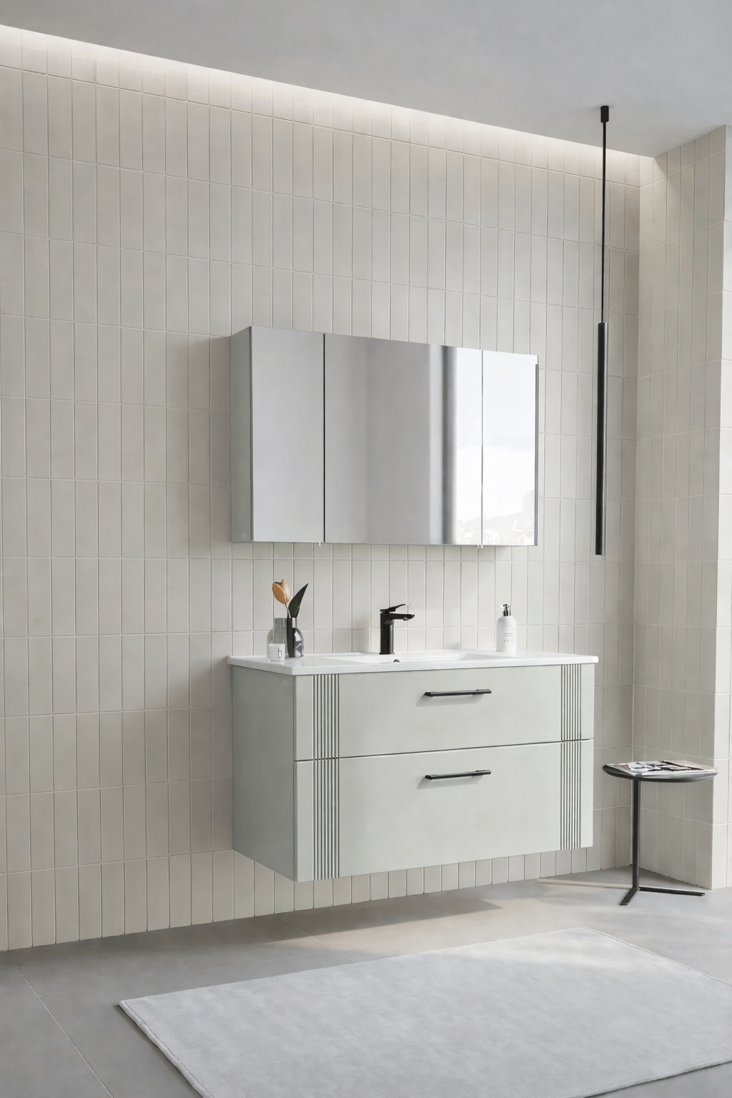 Orka Bari 100 cm Mat Kaşmir Banyo Dolabı Takımı (Dolaplı Ayna) , 5008251