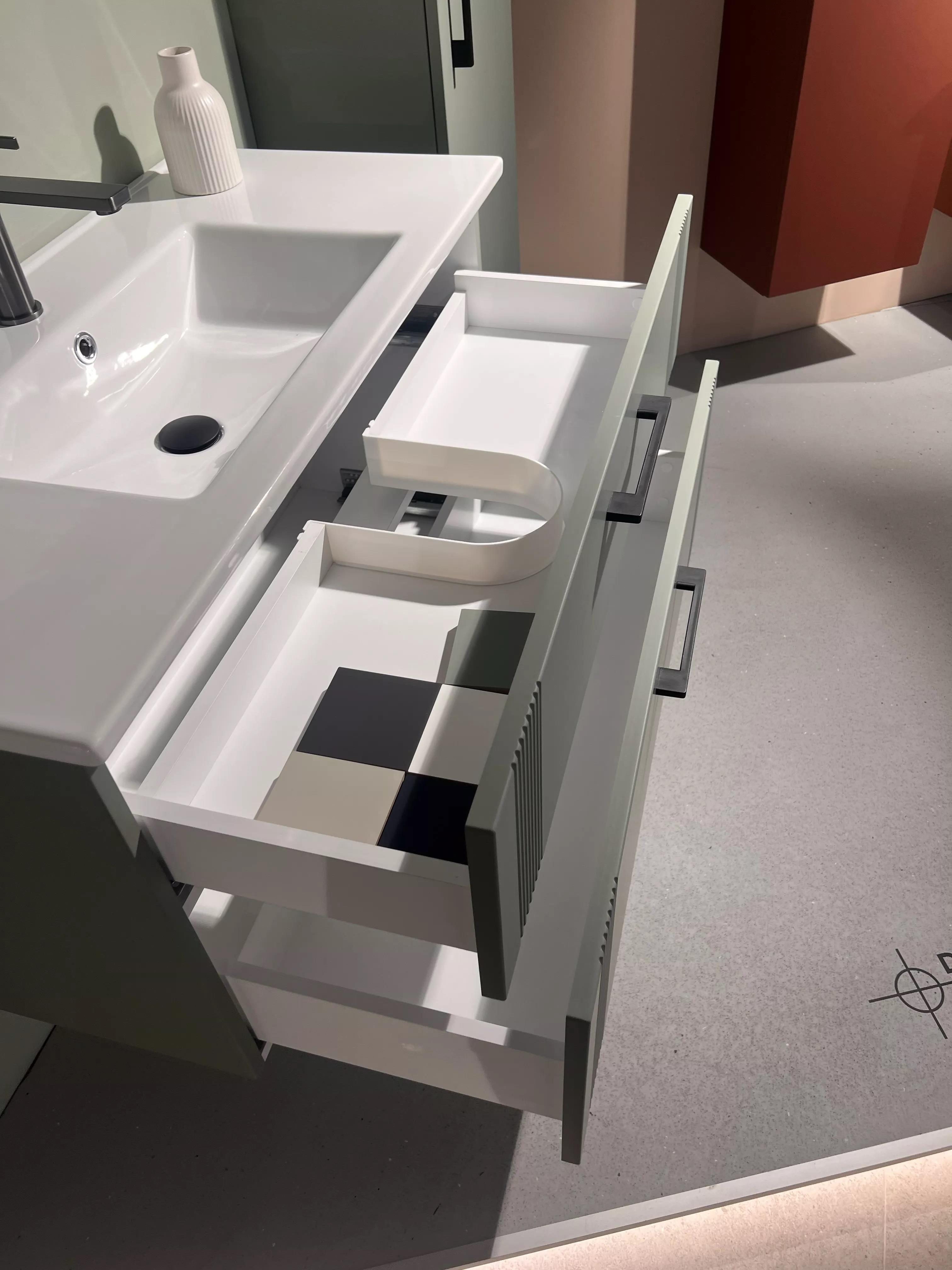 Orka Bari 100 cm Mat Soft Yeşil Banyo Dolabı Alt Modül ve Lavabo, 5006569