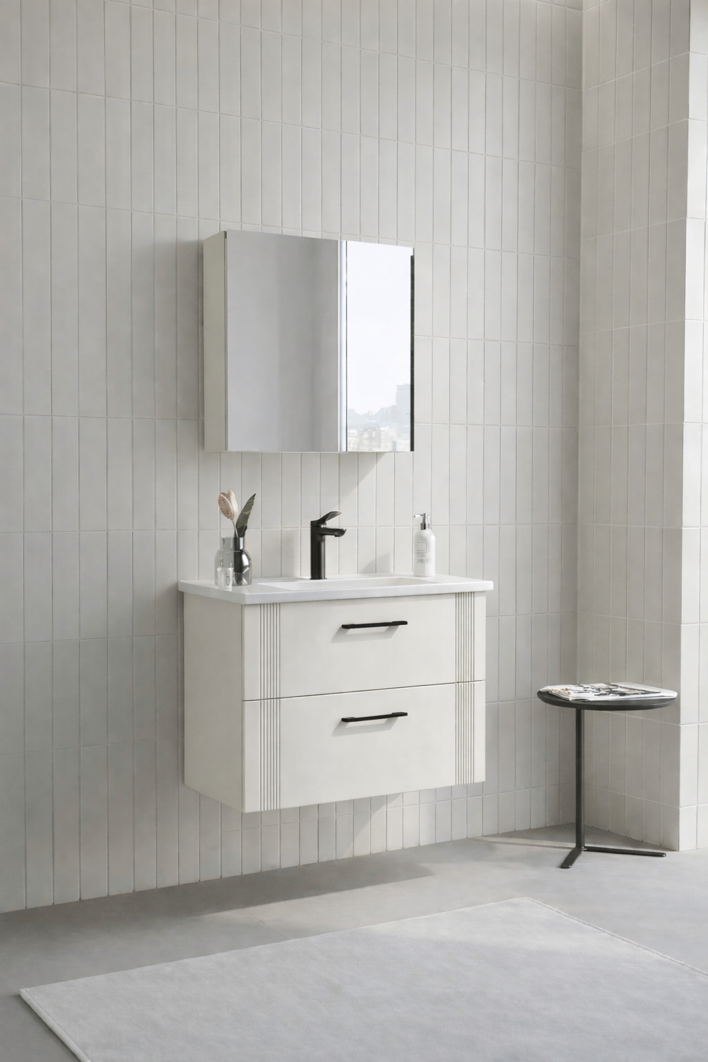 Orka Bari 65 cm Mat Kaşmir Banyo Dolabı Takımı (Dolaplı Ayna) , 5008230